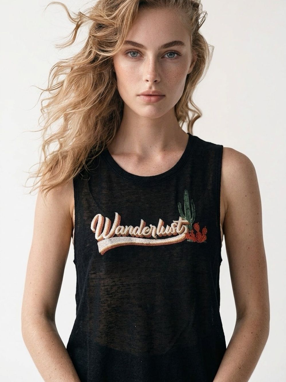 DAYDREAMER | Wanderlust Black Sleeveless Graphic Tank Top Women’s Size Small